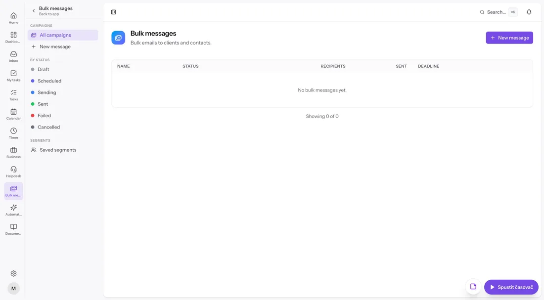 Email campaign editor with content blocks and recipient segment